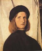 Lorenzo Lotto Young Man Before a White Curtain (mk45) oil painting artist
